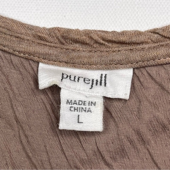 JJill Top Tunic Long Sleeve Tan Neutral Minimalist Lagenlook Office Career Brown - Picture 12 of 14